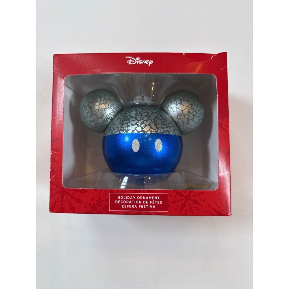 Disney Holiday Ornament Mickey Mouse Ears Design Blue & Silver